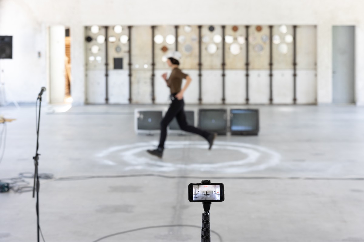 Melis Tezkan, residency at Centrale Fies for 8938th song: With Nil Yalter, Sala Comando, preparation Live Works Festival, photo by Roberta Segata